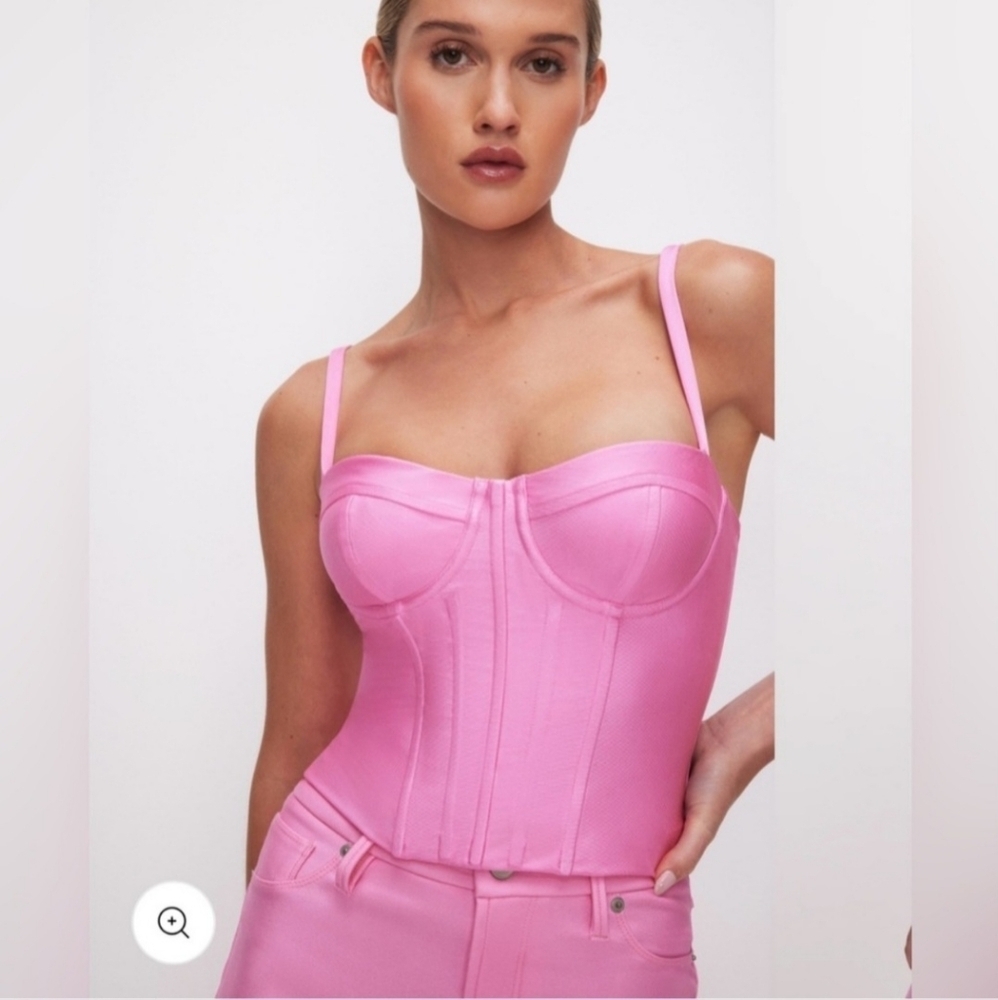 Good American Pink Compression Shine Corset Top‎